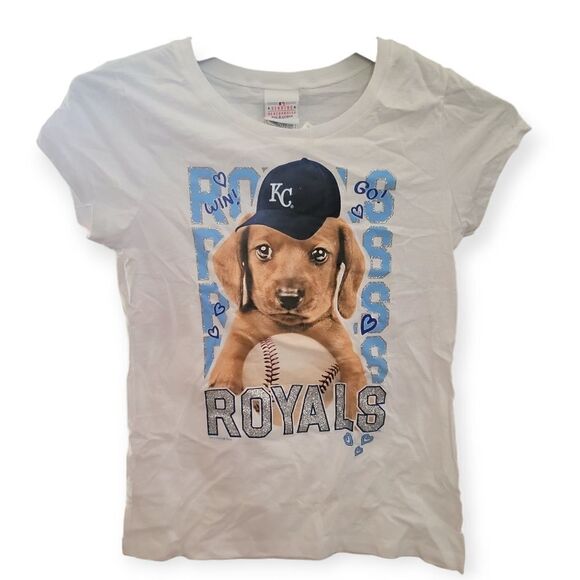 NWT Royals - MLB Glitter Puppy Print Girls Juvy T-Shirt - Picture 1 of 6